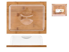 Wooden Cheese Board with Square Plastic Dome