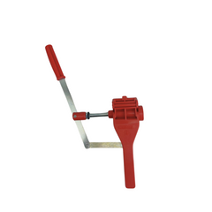 Hand Corker- Red plastic squeeze body, Metal piston with adjustable depth.